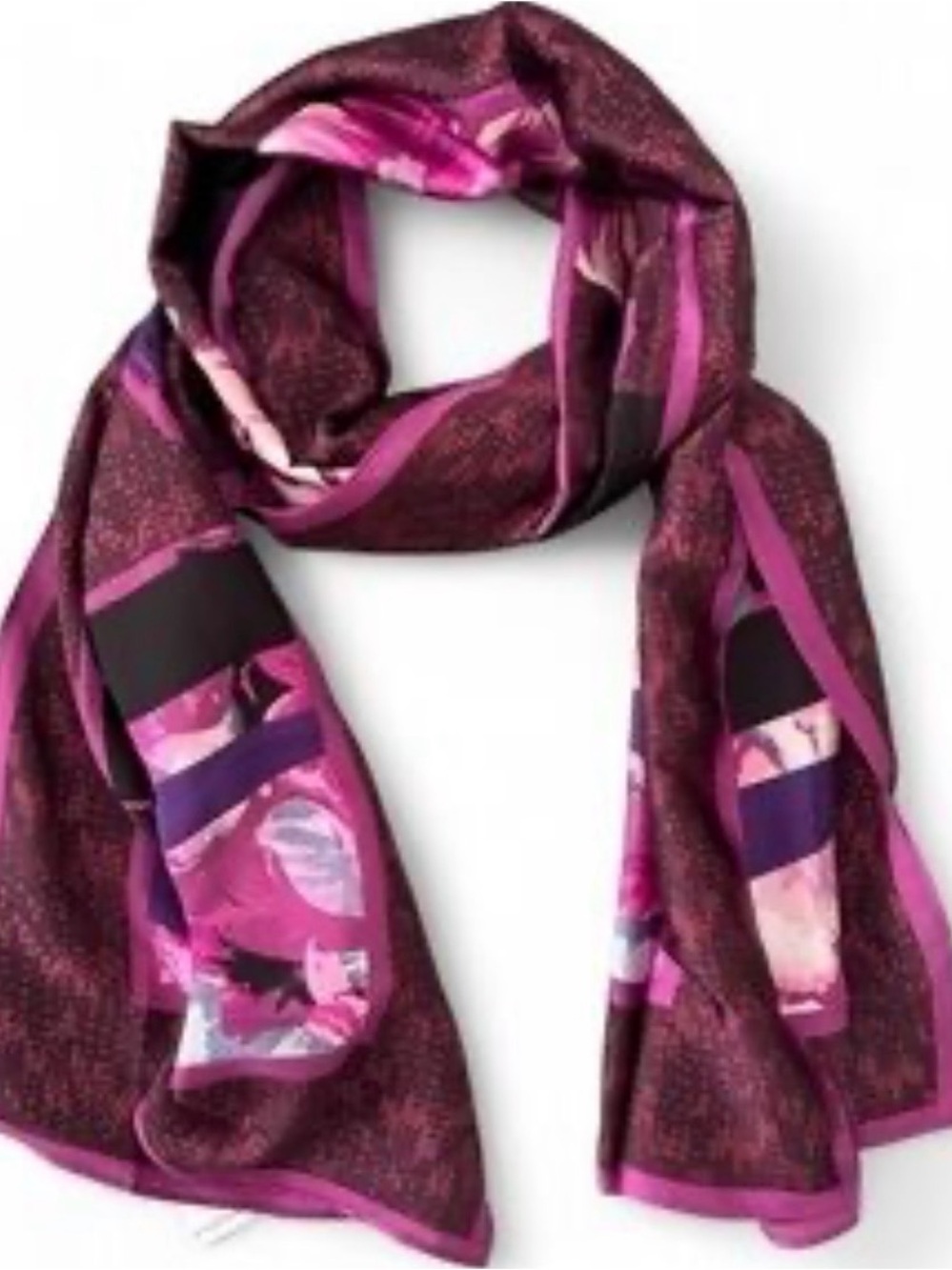 White House Black Market Pink and Plum Patterned Women's Scarf